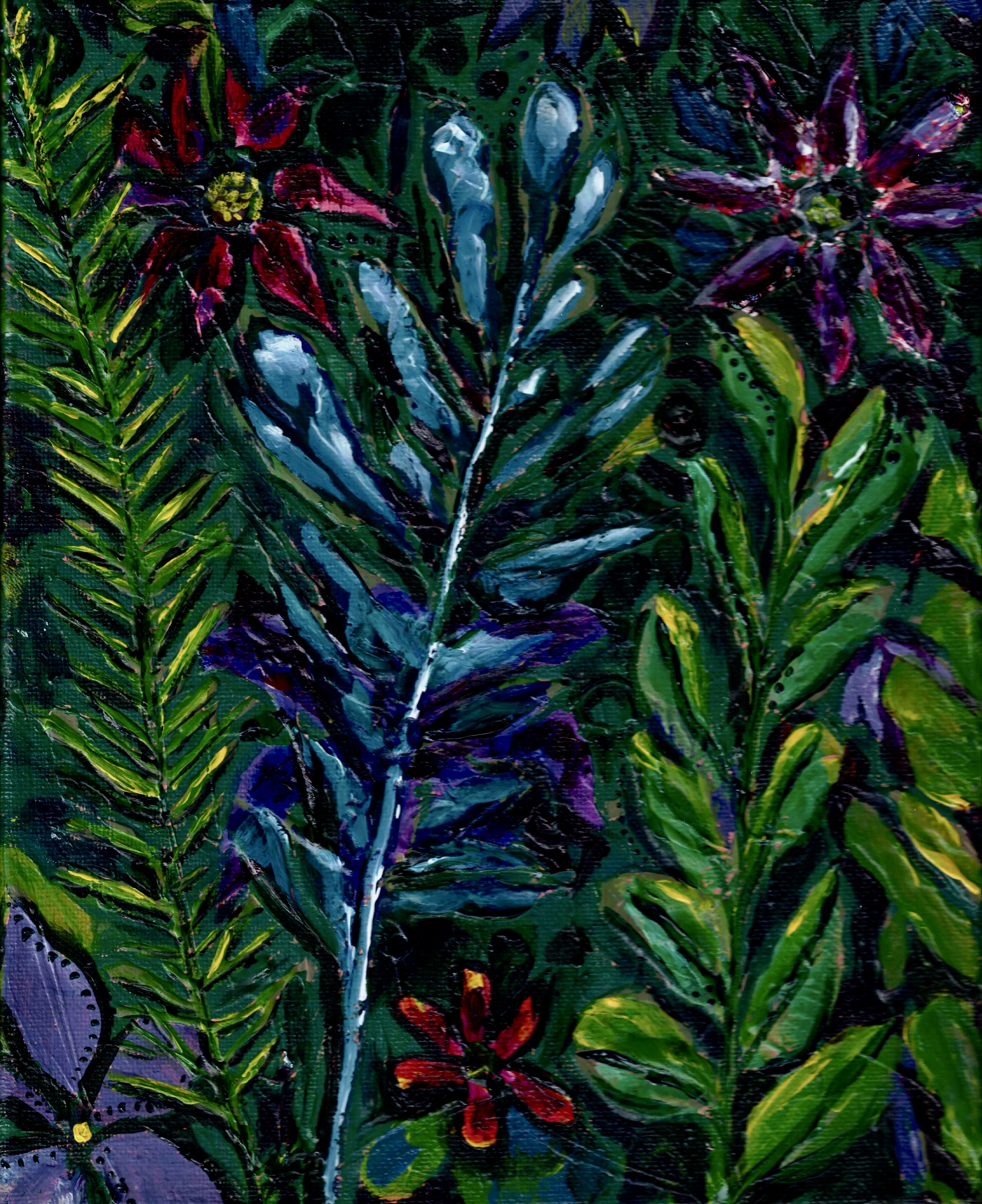 fern garden, acrylic impasto, 2025